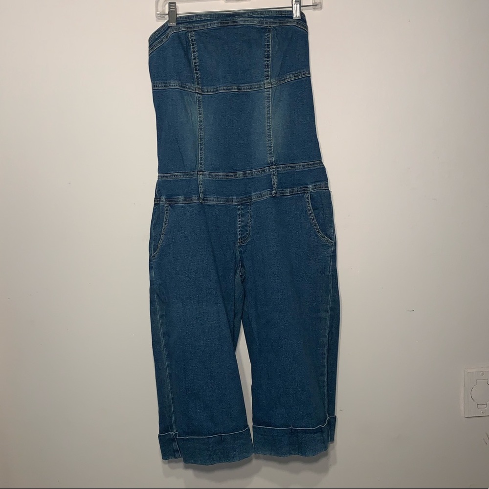 Juniors Blue Jean Strapless Romper